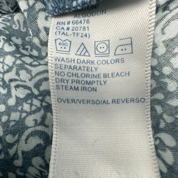 TOMMY HILFIGER |‎ Women's 24 Long Sleeve Blue Floral Peasant Blouse Tunic Sheer - Picture 5 of 9